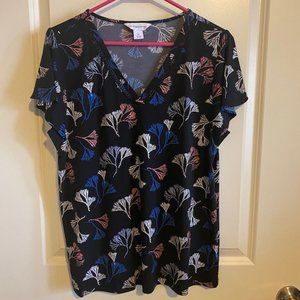 Liz Claiborne Black Blouse with Design Size M